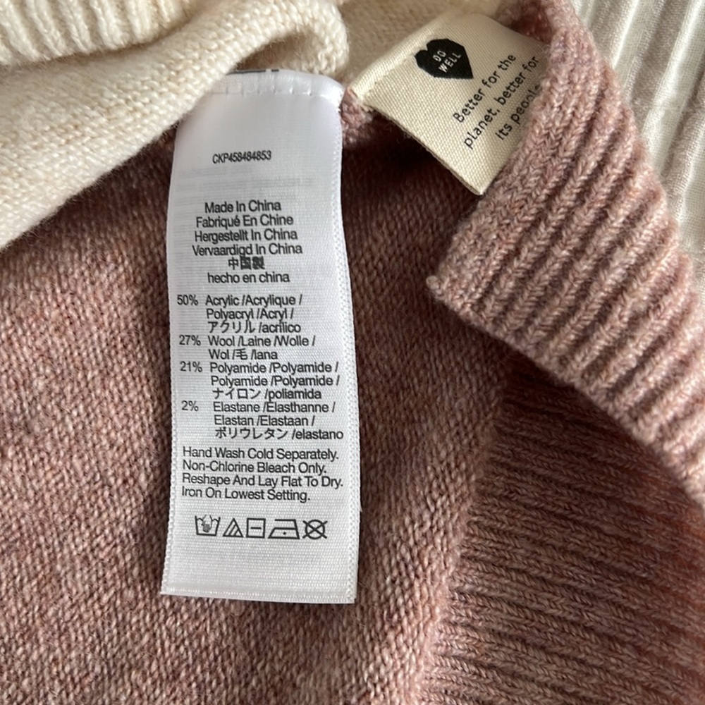 Madewell Redmond Mockneck Pocket Sweater in Colorblock Sz L - Picture 7 of 9